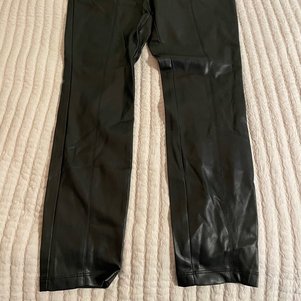 Marc New York Black Faux Leather Pants with Branded Plaque